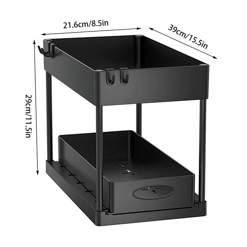 Slide Space: Organizador Deslizante 2 Camadas com Ganchos